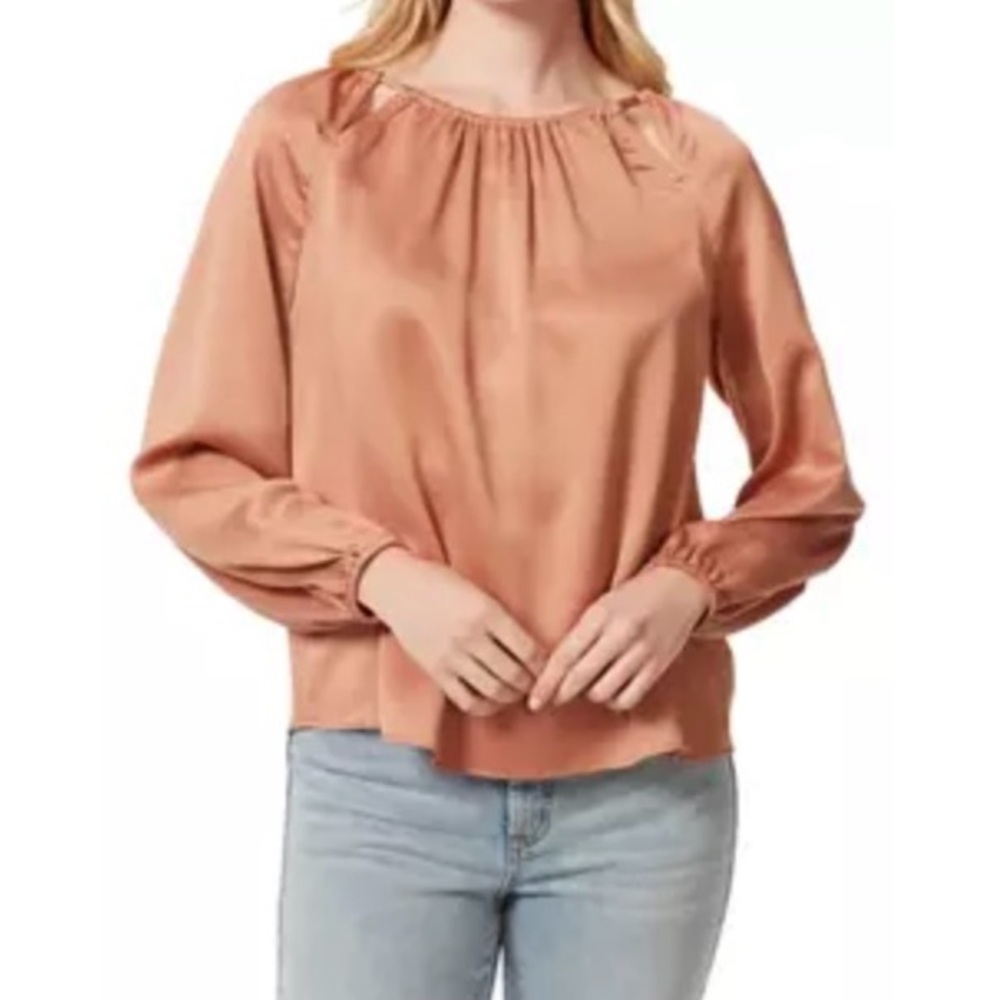 Jessica Simpson Layla Top Mocha Mousse Back Tie Closure Raglan Sleeve size L